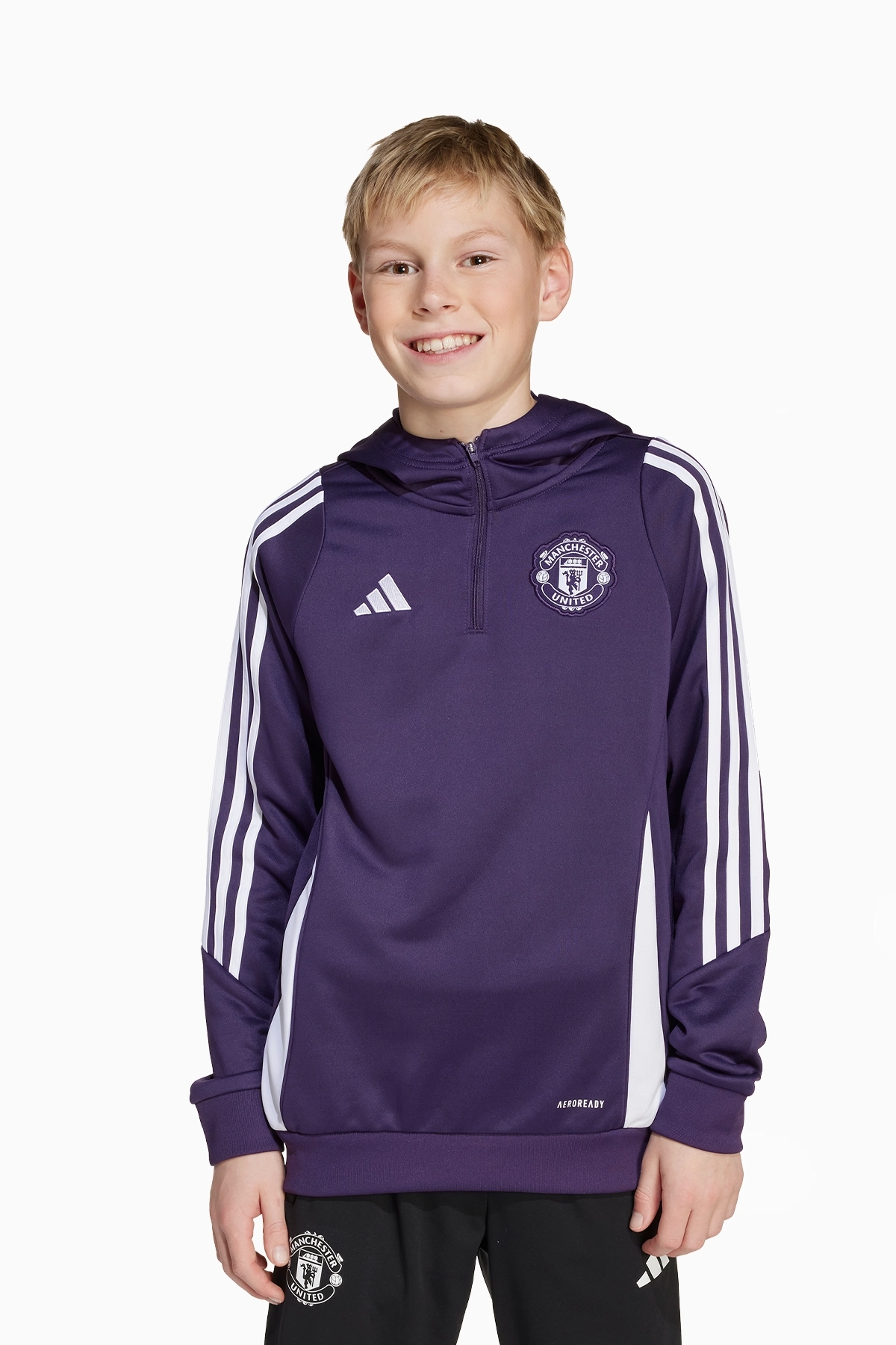 Bluza z kapturem adidas Manchester United 25/26 Junior - Fioletowy