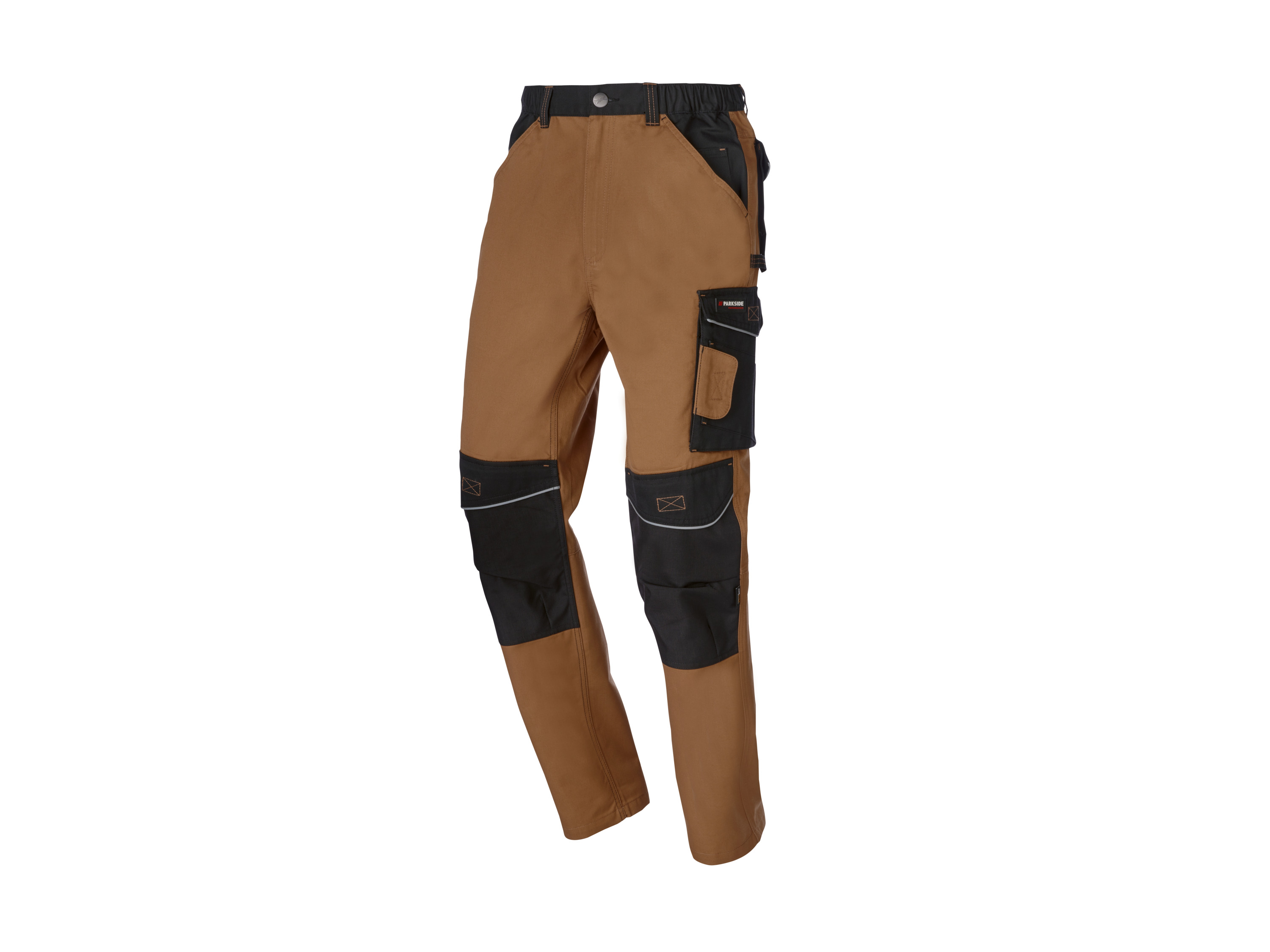 PARKSIDE PERFORMANCE Spodnie robocze męskie wodoodporne, brązowe, rozmiar 52, z bawełną, wzmocnienie kolan z CORDURA