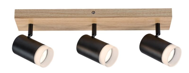 Reflektor sufitowy Rabalux Toras dąb-czarny 3 x GU10 x 5W IP20 wym: 14 x 6 x 6 cm - 1 szt.