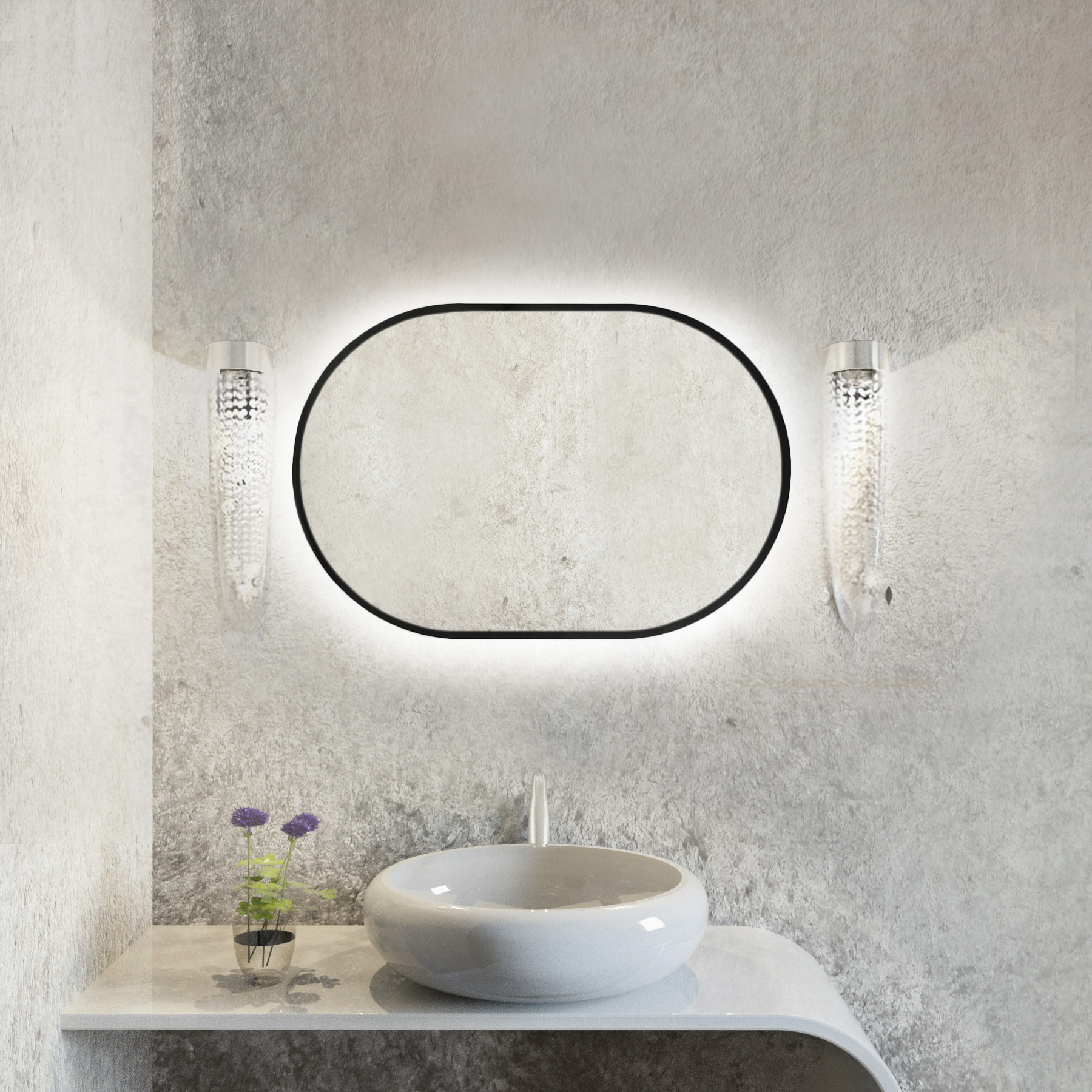 Baltica Design Tiny Border Pastille Bright lustro 60x90 cm owalne czarne barwa ciepła