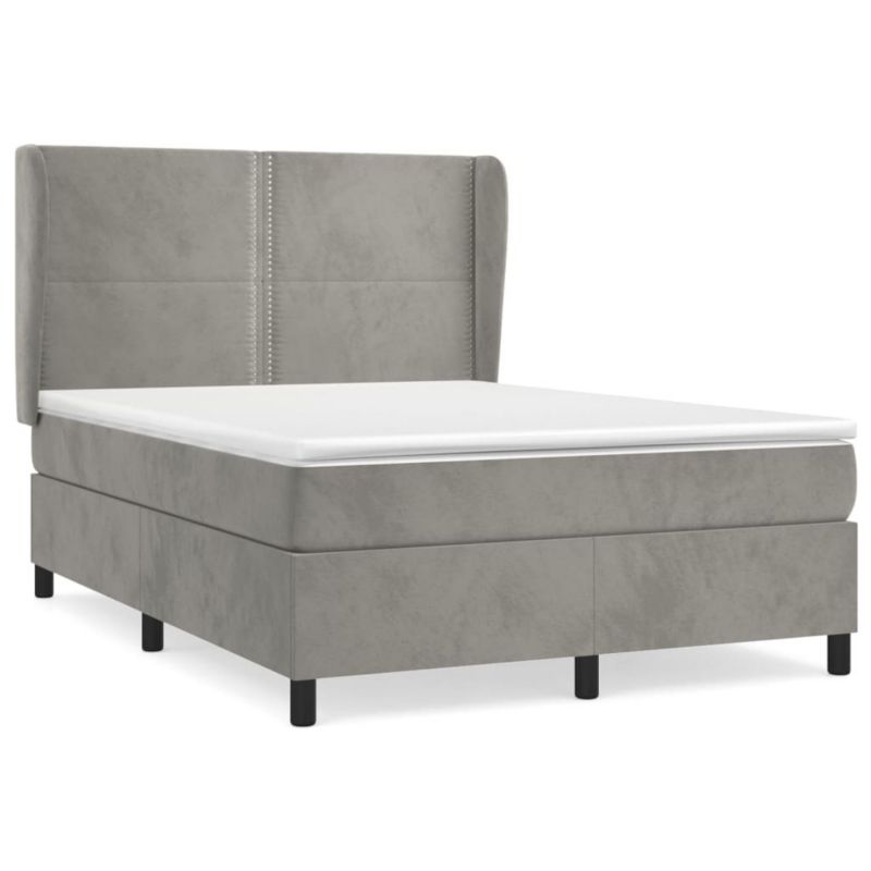 Łóżko kontynentalne WaszeMeble 140x190 cm jasnoszare WM-3129147 1 szt.