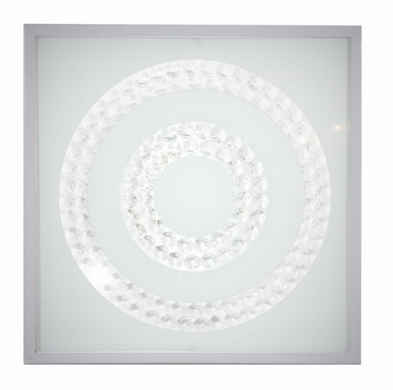Plafon sufitowy nowoczesny Candellux Lux srebrno-biały LED 16W 4000K 1000lm IP20 wym: 5 x 29 x 29 cm szkło - 1 szt.