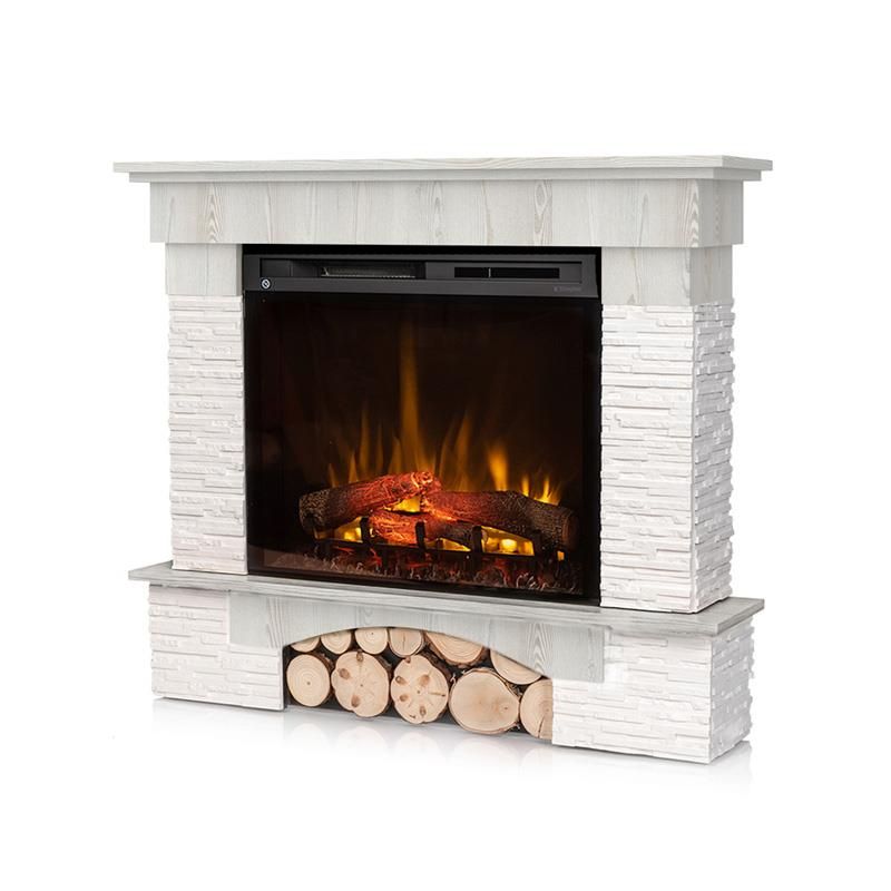 Kominek elektryczny z funkcją grzewczą Warmtec Porto 28" XHD 1400W W03-Biała sosna