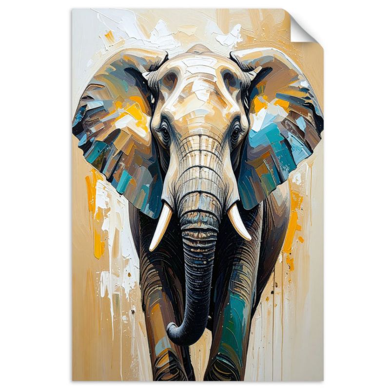 Naklejka na ścianę Feeby Słoń imitacja farby olejnej 80x120cm 1szt