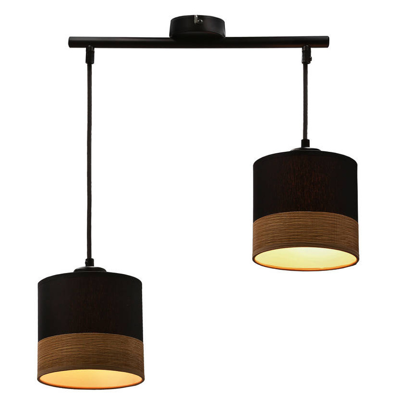 Pino lampa wisząca czarny 2x60w e27 abażur czarny+brązowy