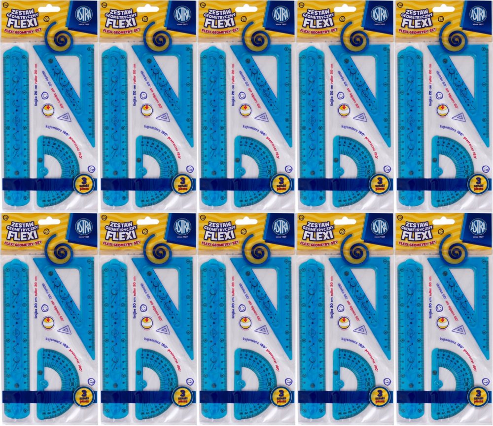10x Zestaw geometryczny Astra Flexi, 3 elementy, mix kolorów
