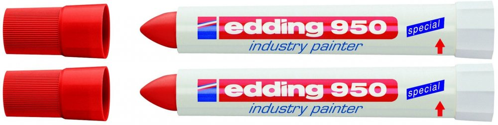 2x Marker przemysłowy w paście edding 950, okrągła, 10mm, czerwony