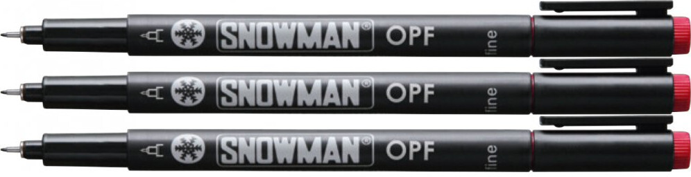 3x Foliopis permanentny Snowman OPF, cienki, 0.5mm, czerwony