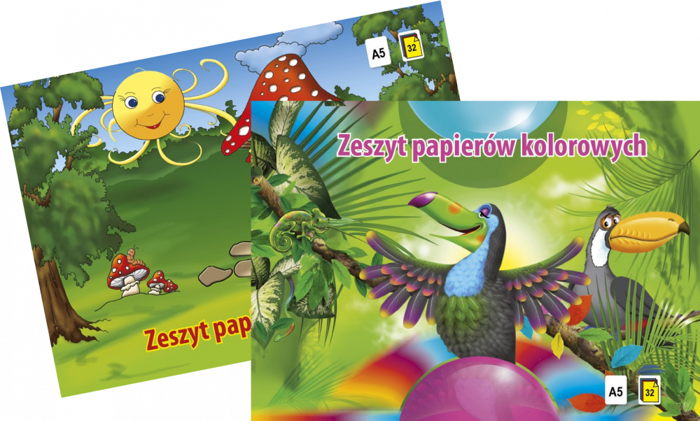 2x Zeszyt papierów kolorowych Kreska, A5, 32 kartki, mix kolorów