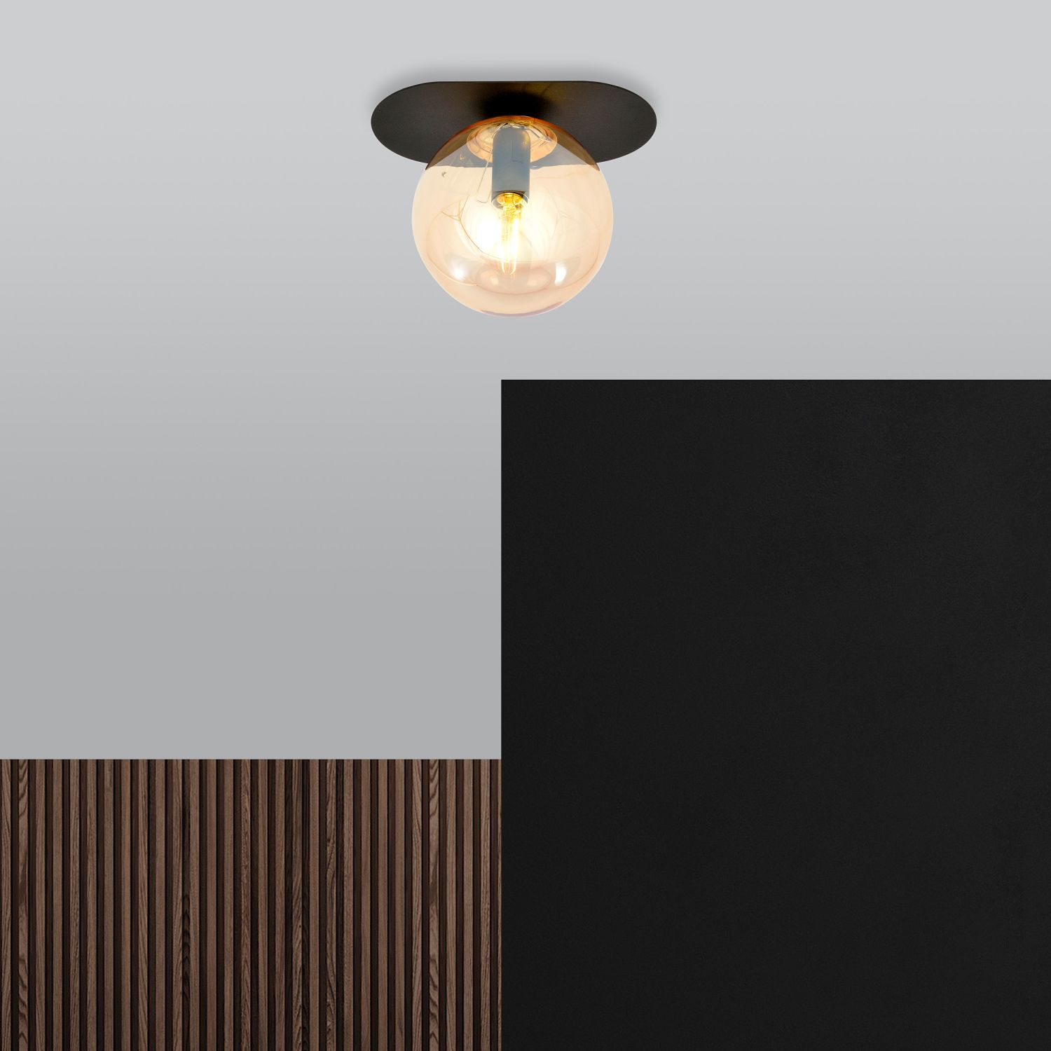 Emibig Plaza lampa podsufitowa 1x10 W czarna-bursztynowa 1120/1