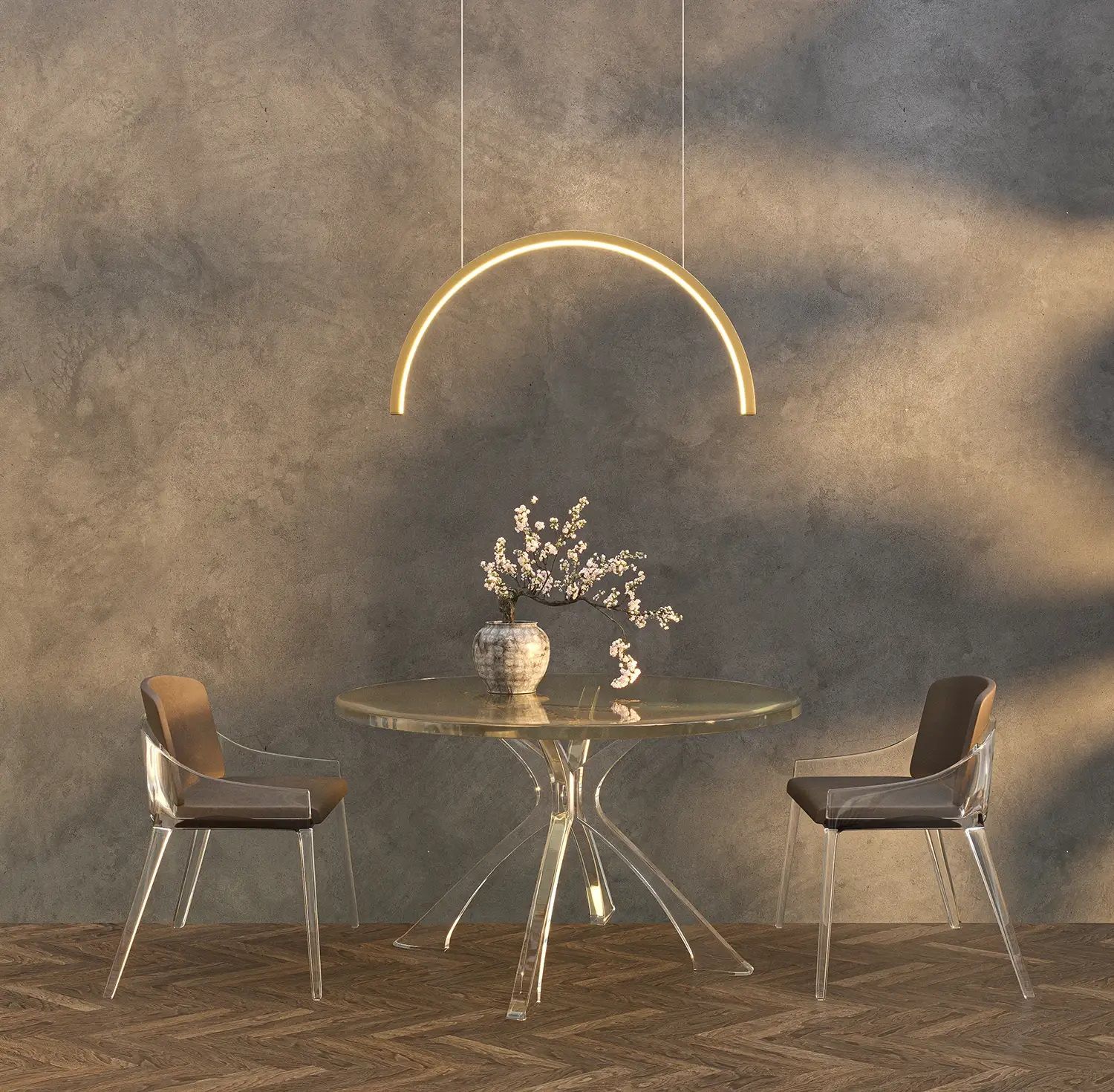 MaxLight Trio Arc lampa wisząca 1x21 W złoty szczotkowany P0519