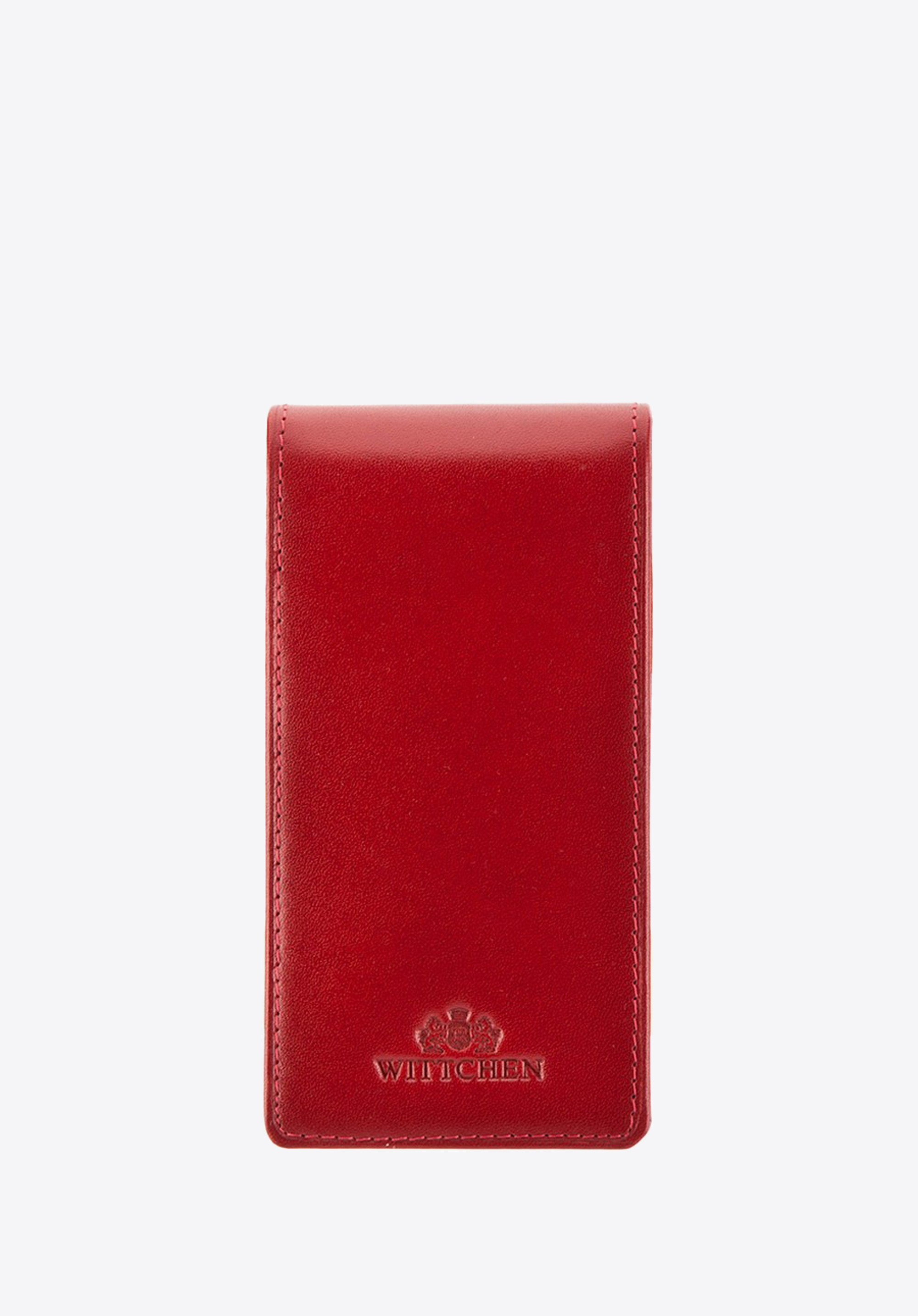 Etui na karty kredytowe skórzane pionowe czerwone