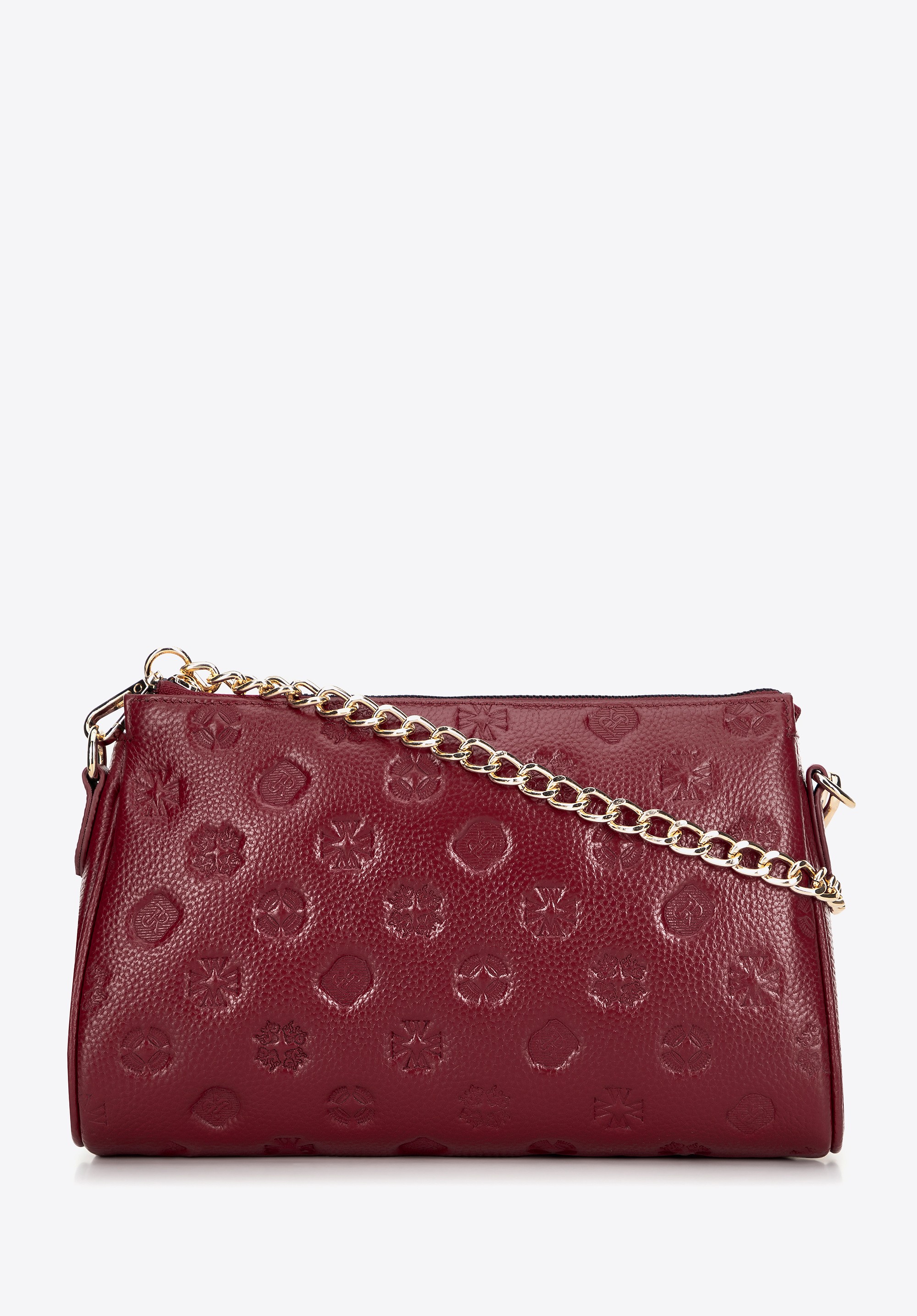 Torebka crossbody skórzana w tłoczenie bordowa