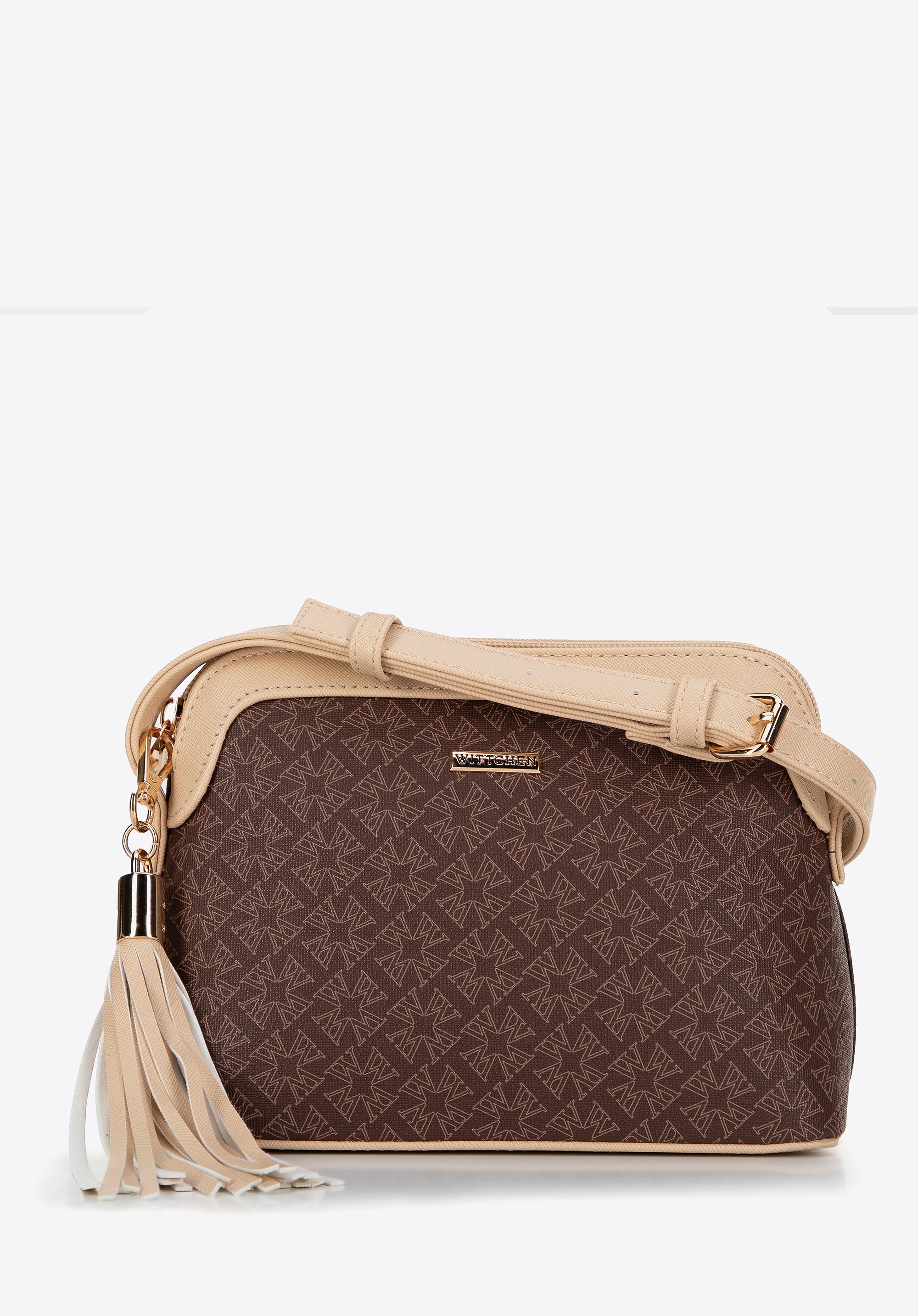 Damska crossbody z ekoskóry w monogram brązowa