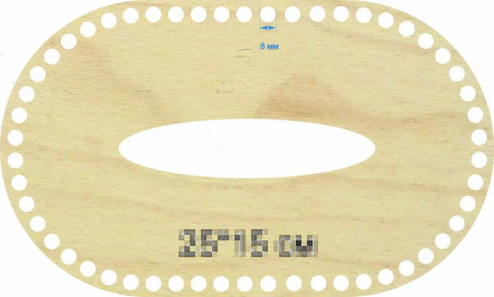 Baza dno koszyka owal 25x15cm, 8mm spód wieko do chusteczek