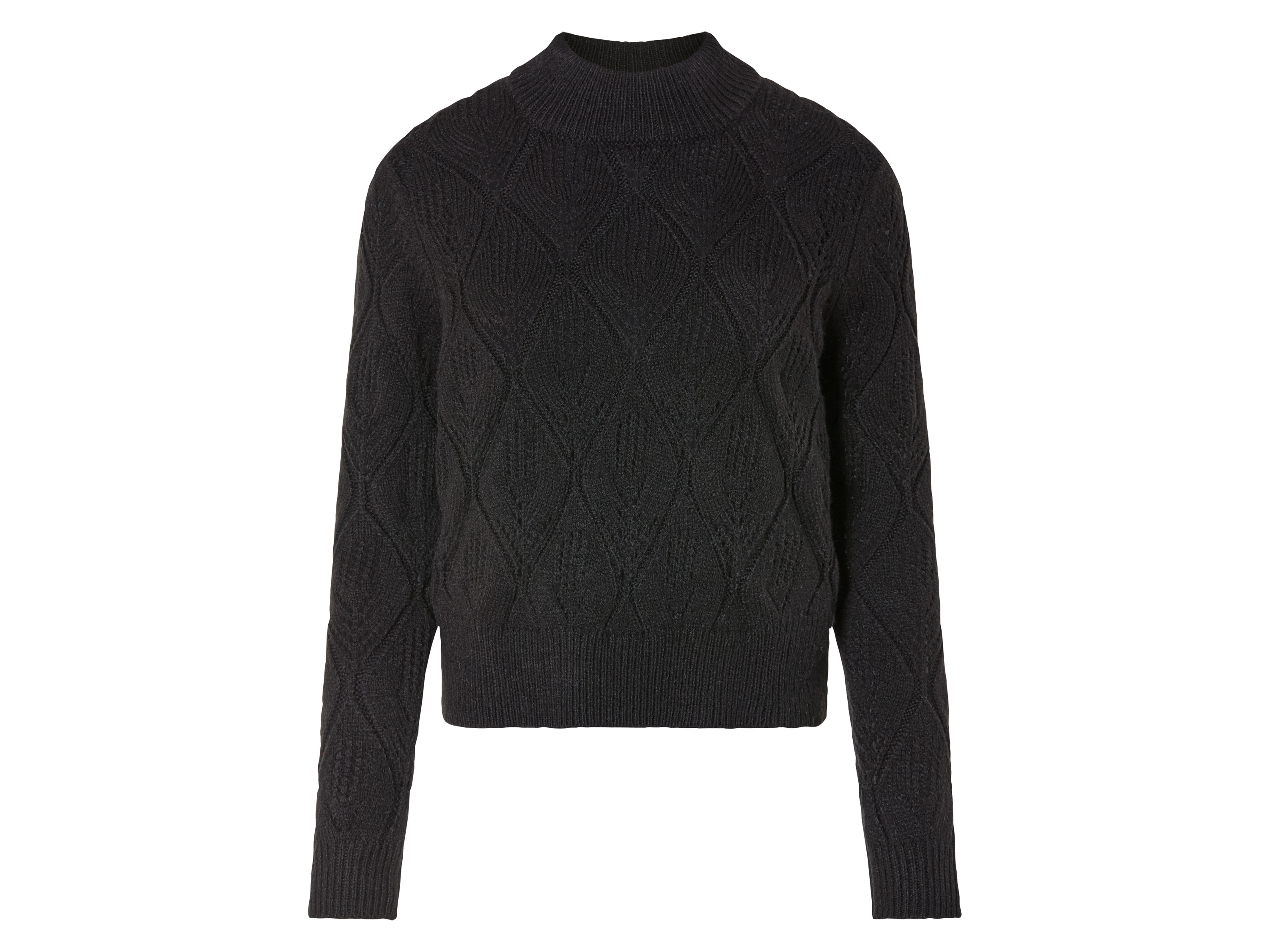 esmara Damski sweter z grubej dzianiny z wzorem warkoczowym Czarny, S36/38