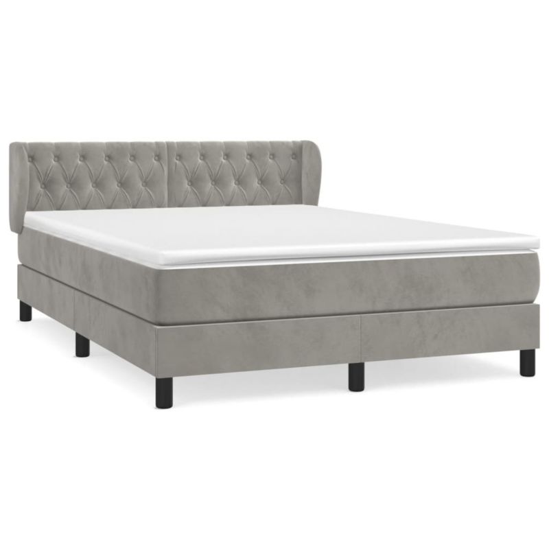 Łóżko kontynentalne WaszeMeble 140x190 cm jasnoszare WM-3127673 1 szt.