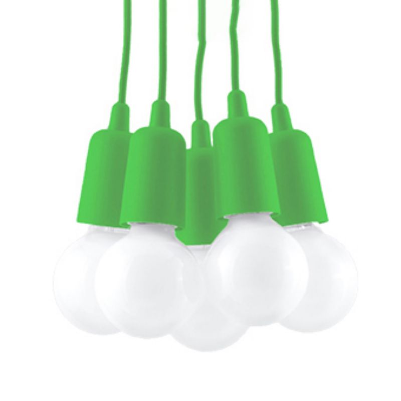 Lampa sufitowa wisząca Sollux Lighting Diego 5821 zielona szerokość 10 cm 5xE27 x 60W 1 szt.