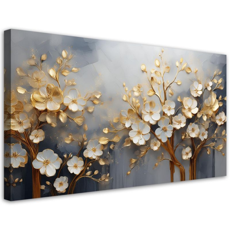 Obraz na płótnie Feeby Drzewo Magnolia Abstrakcja Złoty 100x50cm 1szt