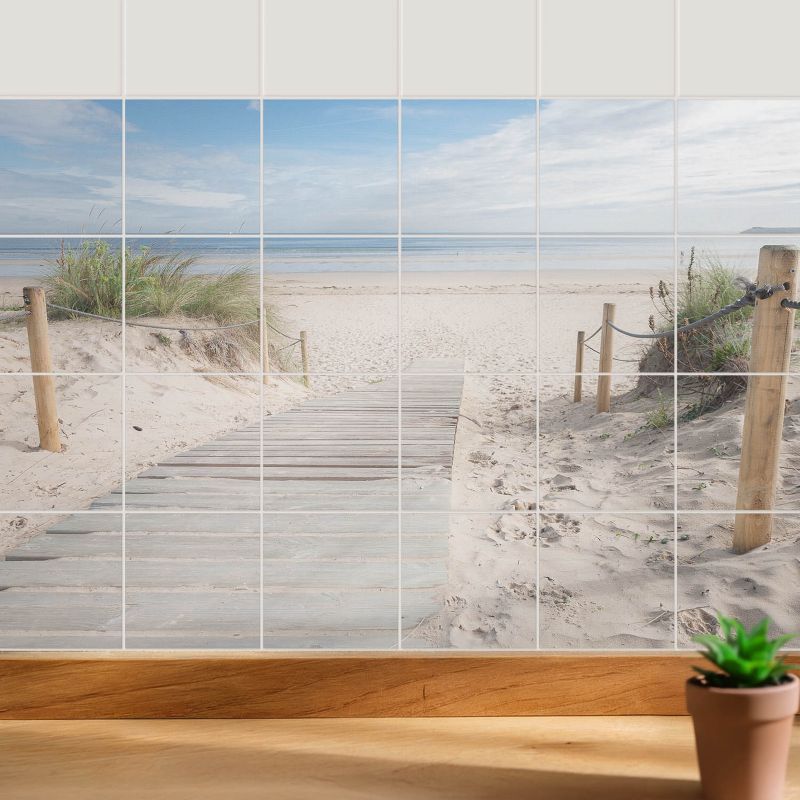 Naklejki na płytki Wallfluent 10x10 cm Ścieżka na plażę szybka renowacja 24 szt.
