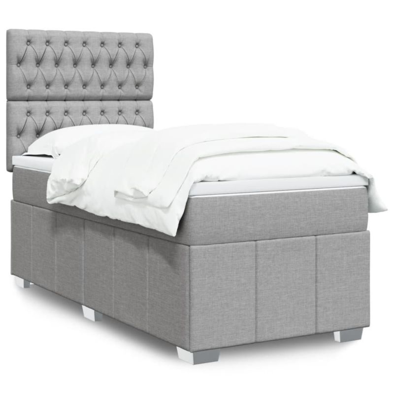 Łóżko kontynentalne WaszeMeble 90x190 cm jasnoszare WM-3293830 1 szt.
