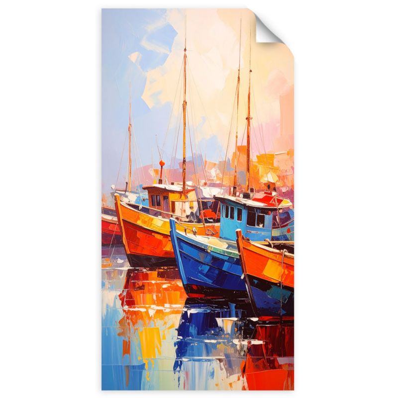 Naklejka na ścianę do pokoju młodzieżowego Feeby Kolorowe Łodzie w porcie 40x80cm 1szt