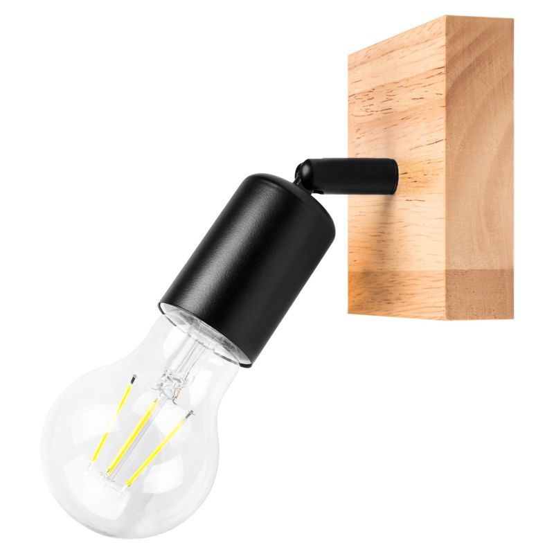 Kinkiet LED MasterLED Eos E27 IP20 ruchomy czarny drewno 1 szt.