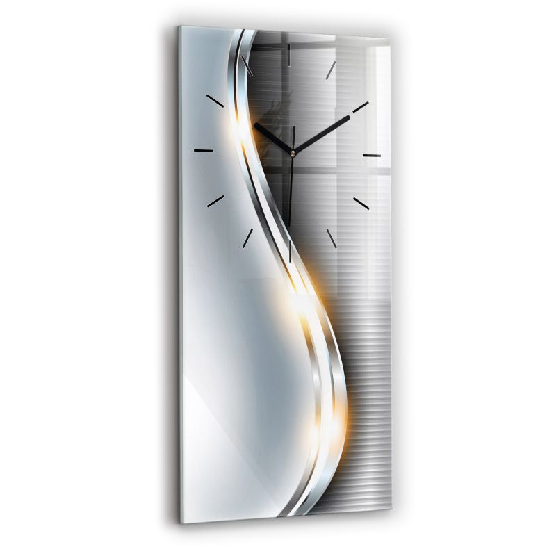 Zegar szklany czarne wskazówki Wallfluent 30x60 cm Metalowa abstrakcja 1 szt.