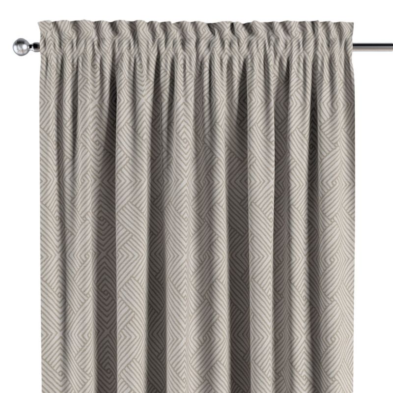 Zasłona na kanale z grzywką 1 szt. 130 x 260 cm Dekoria beżowo-kremowe geometryczne wzory 1 szt.