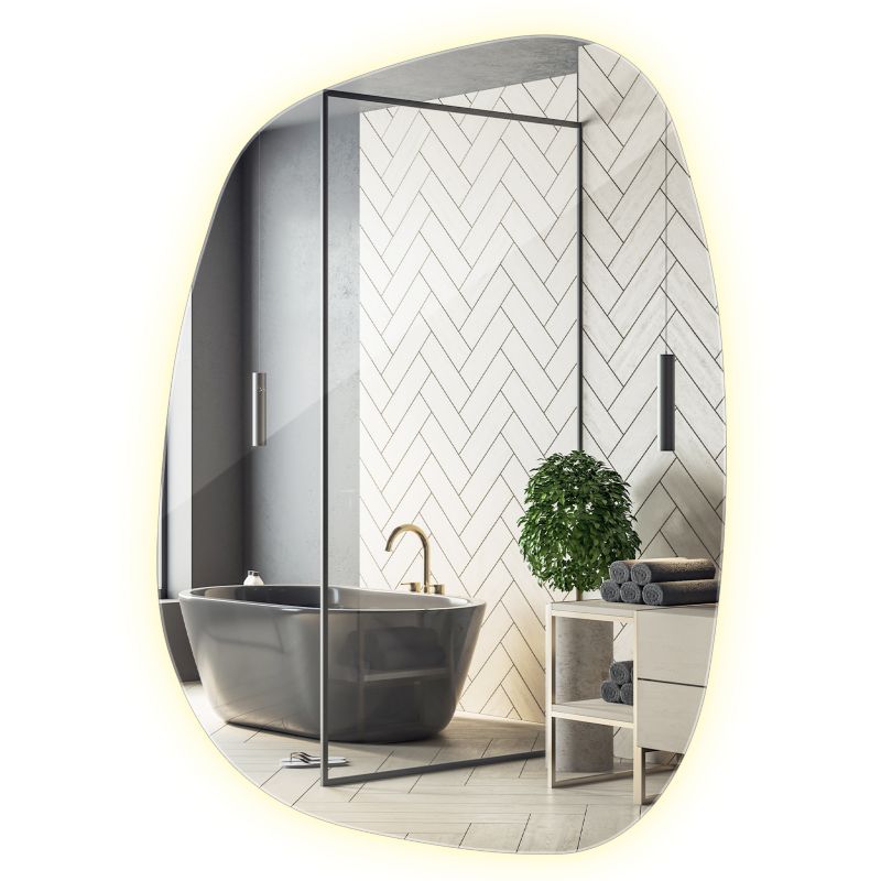 Łazienkowe Lustro LED Wallfluent 49 x 34 cm Nowoczesne Loftowe Neutralne Światło 1 szt.