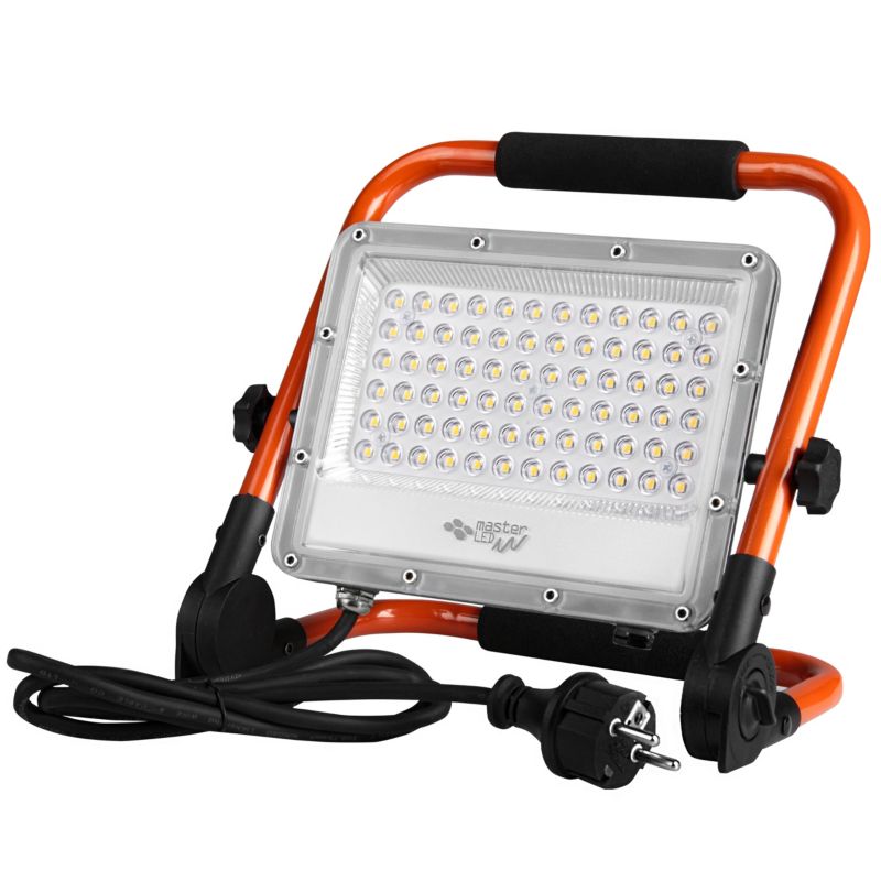 Naświetlacz LED MasterLED Germi przenośny 230V 50W IP65 5000K zimna biel szary pomarańczowy 1 szt.