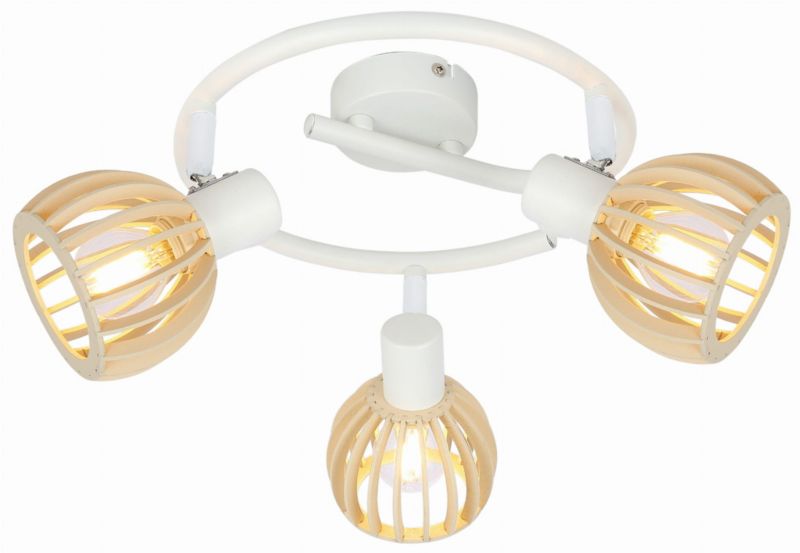 Lampa sufitowa wisząca Candellux Atarri biała jasne drewno wym: 18 x 44 x 44 cm 3xE14 x 25W 1 szt.
