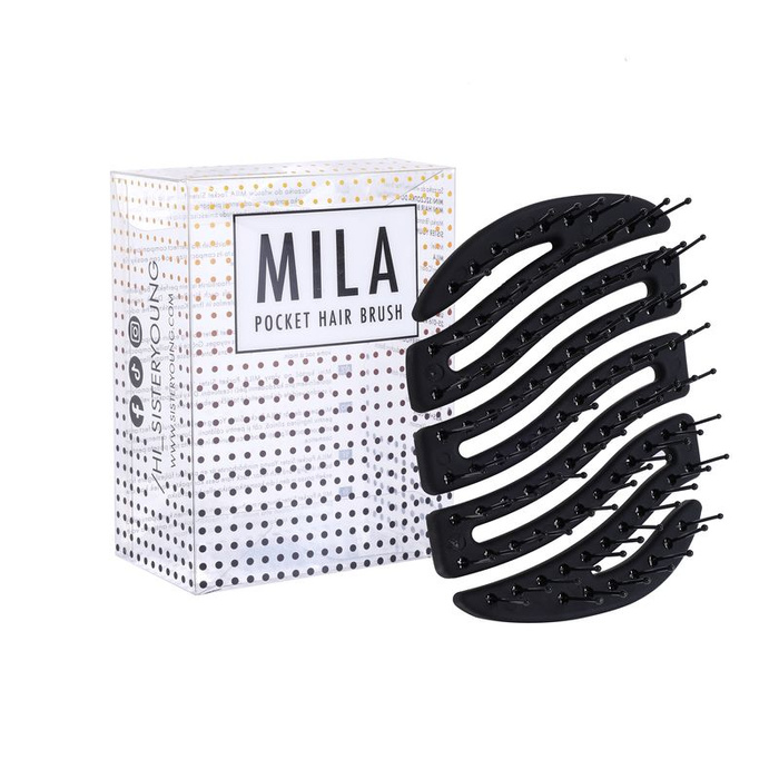 Sister Young MILA NV Mini szczotka do włosów z włosiem nylonowym Black