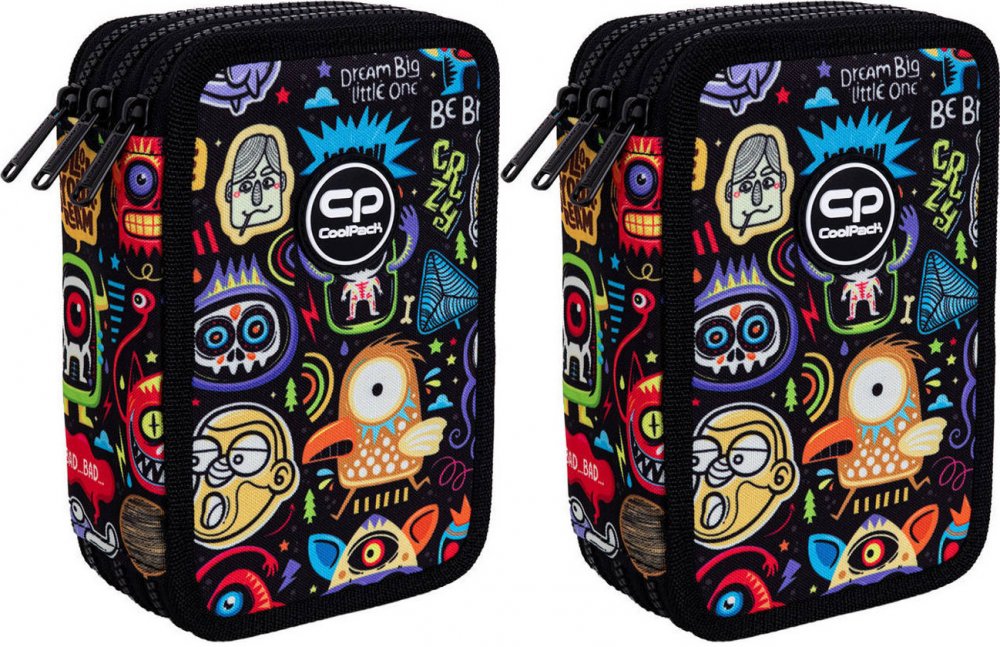 2x Piórnik szkolny CoolPack Jumper 3 Scary Stickers, 3-komorowy, z wyposażeniem