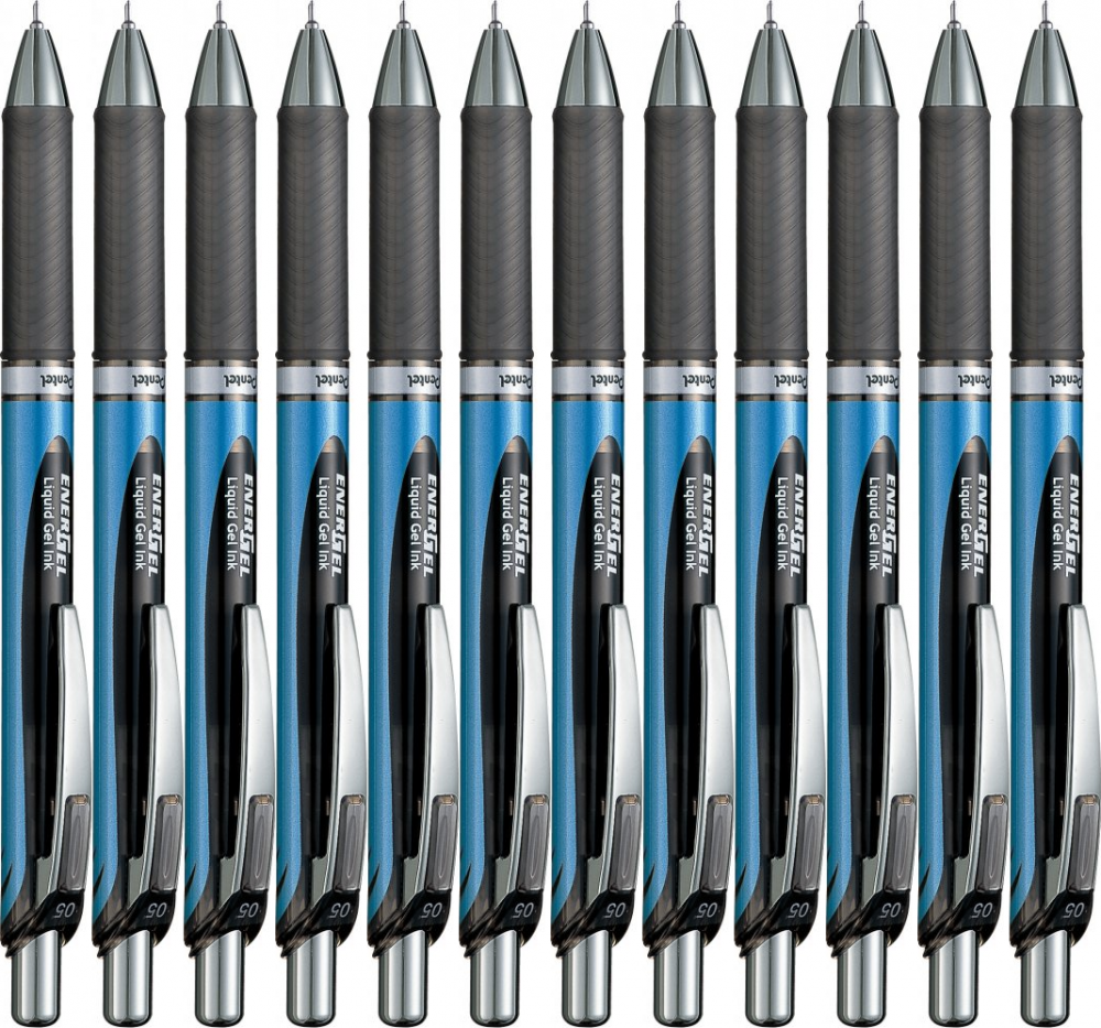 12x Pióro kulkowe automatyczne Pentel, EnerGel BLN-75, 0.5mm, czarny