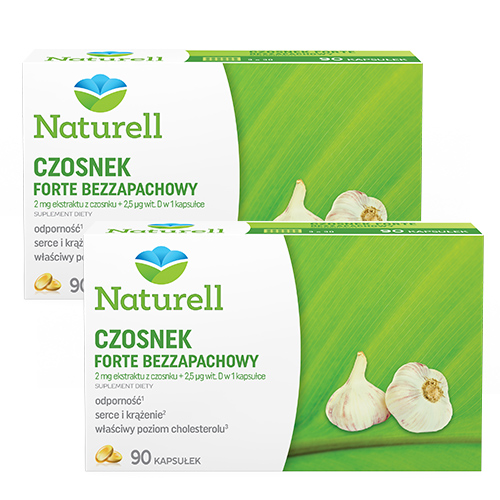 Zestaw: 2 x naturell czosnek forte bezzapachowy, 90 kapsułek