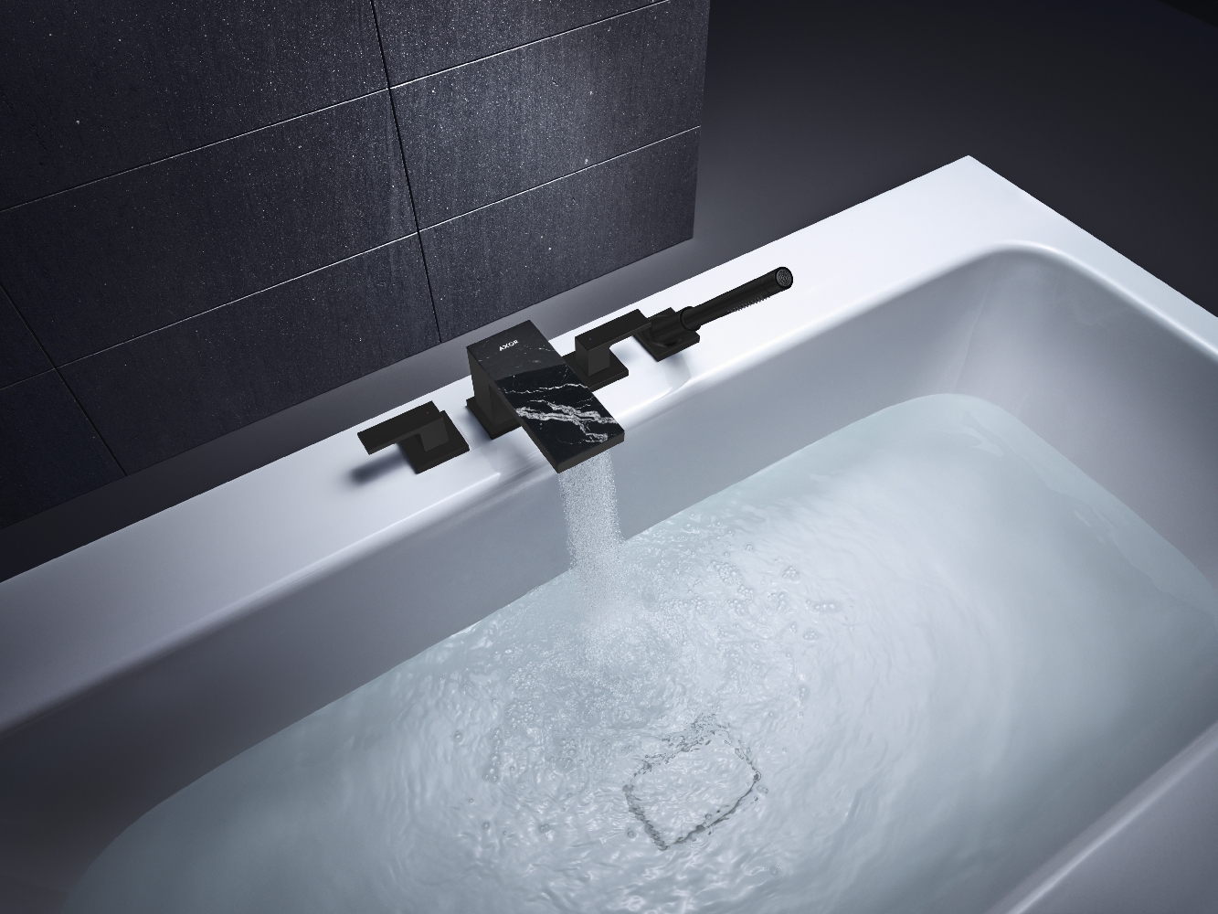 Axor MyEdition bateria wannowo-prysznicowa 4-otworowa czarny mat 47432670