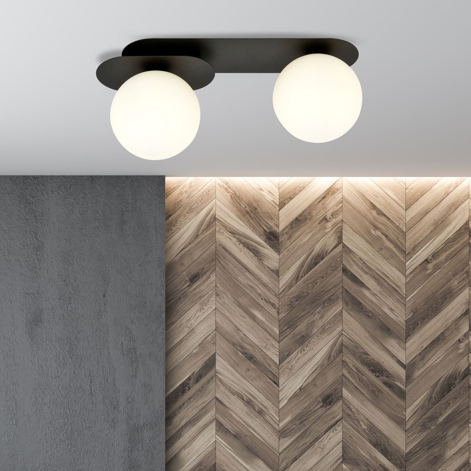 Emibig Plaza lampa podsufitowa 2x10 W czarna-opal 1118/2