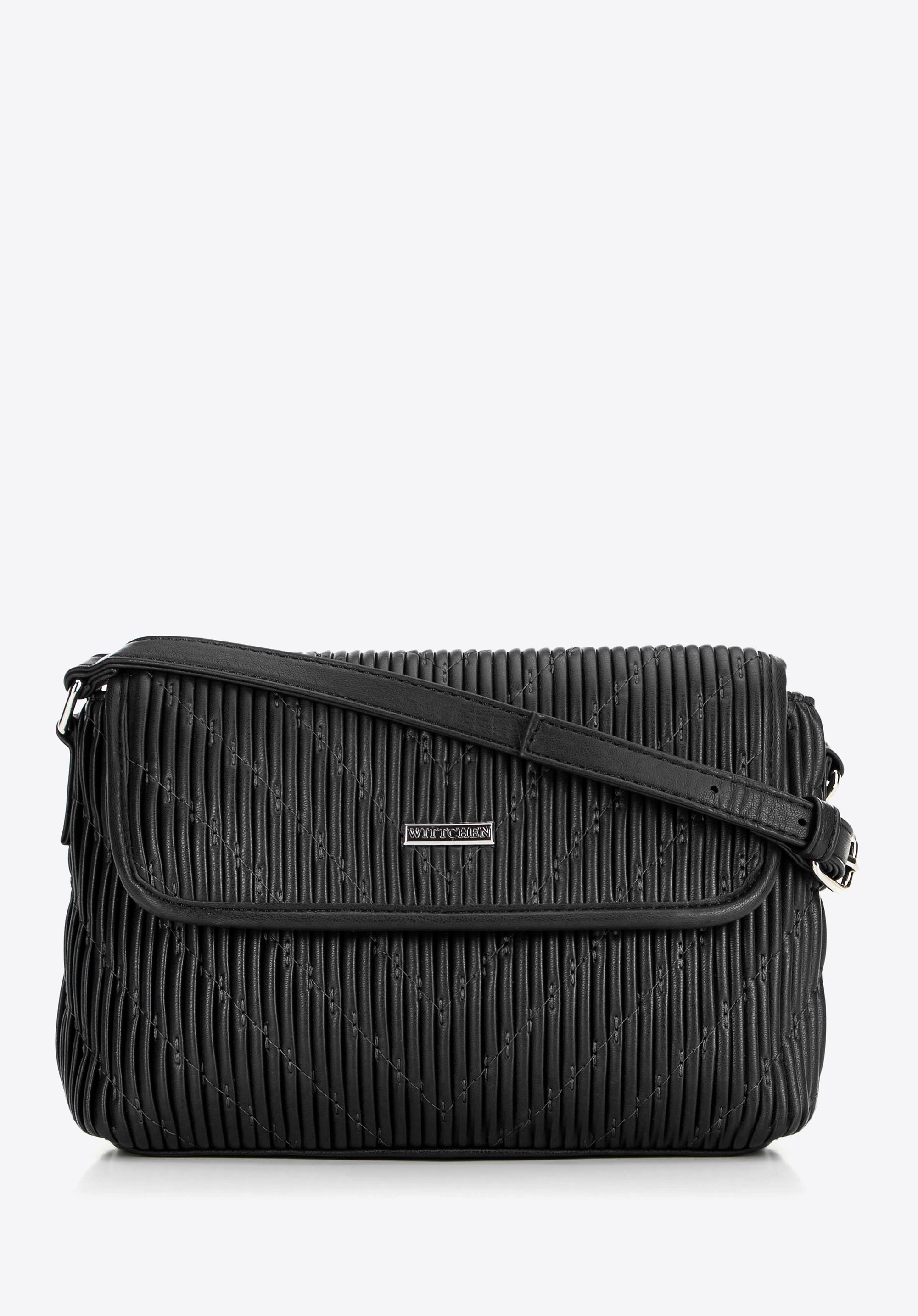 Damska crossbody w pionowe przeszycia z ekoskóry czarna