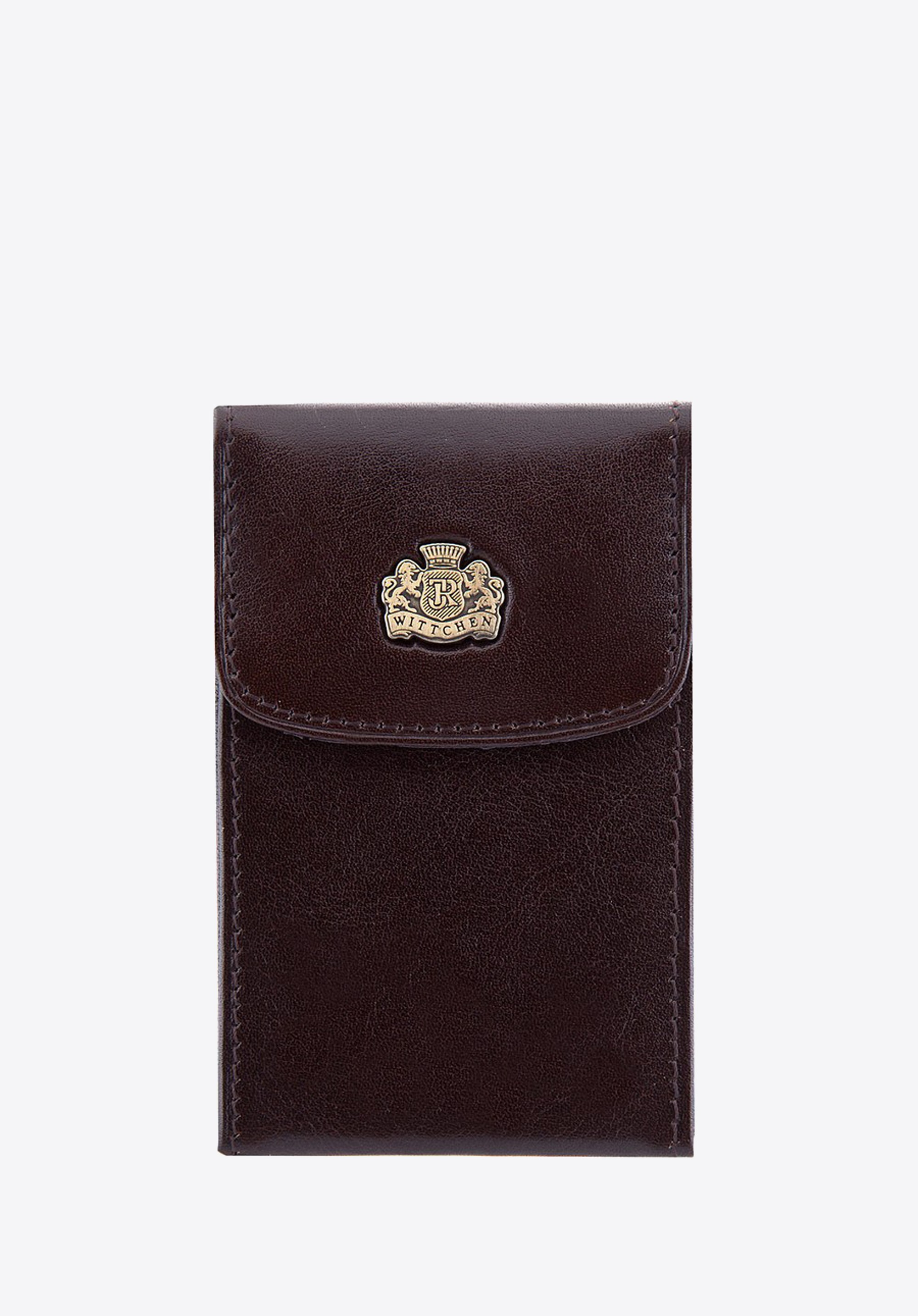 Etui na wizytówki ze skóry licowej brązowe