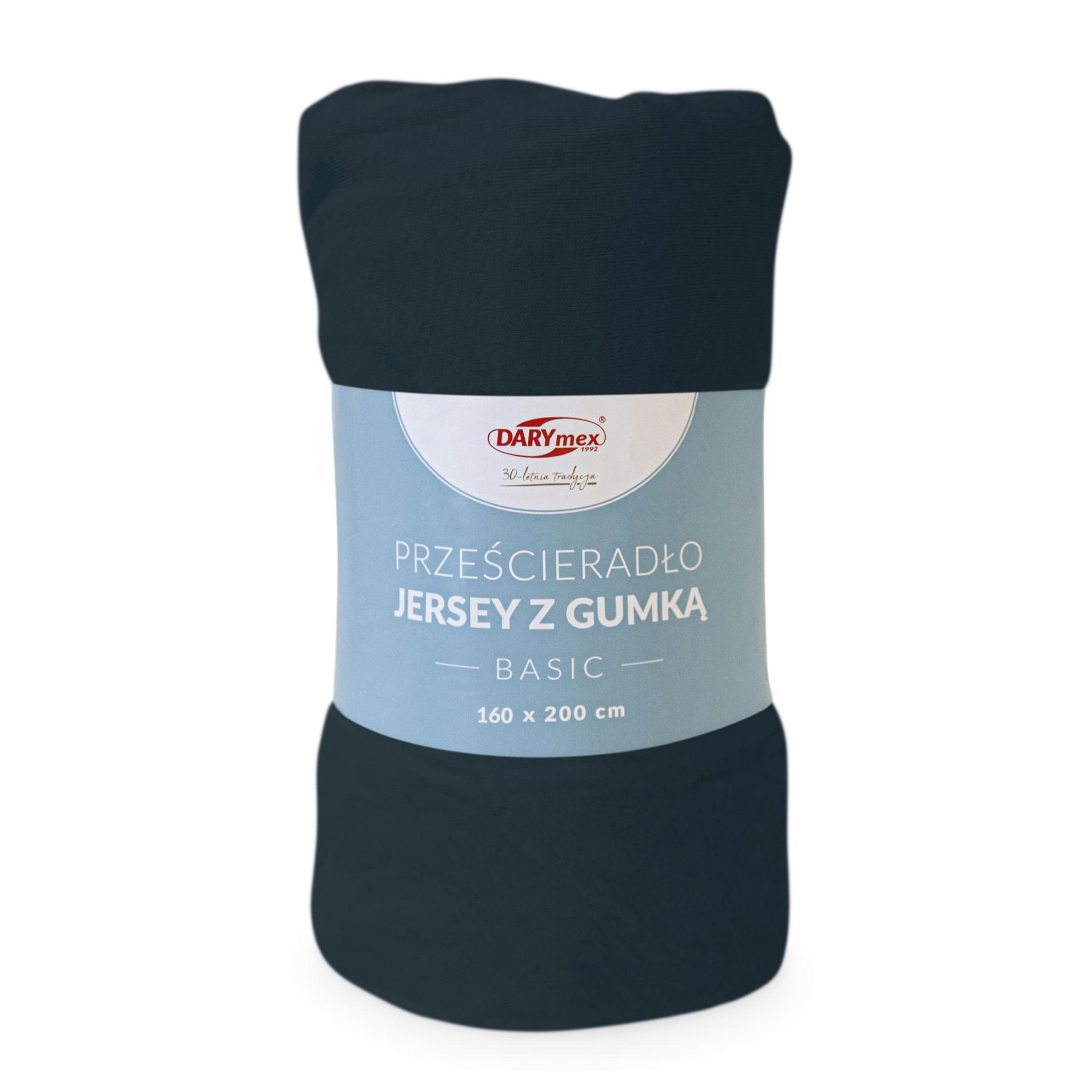 Prześcieradło z gumką jersey 160x200 BASIC granat