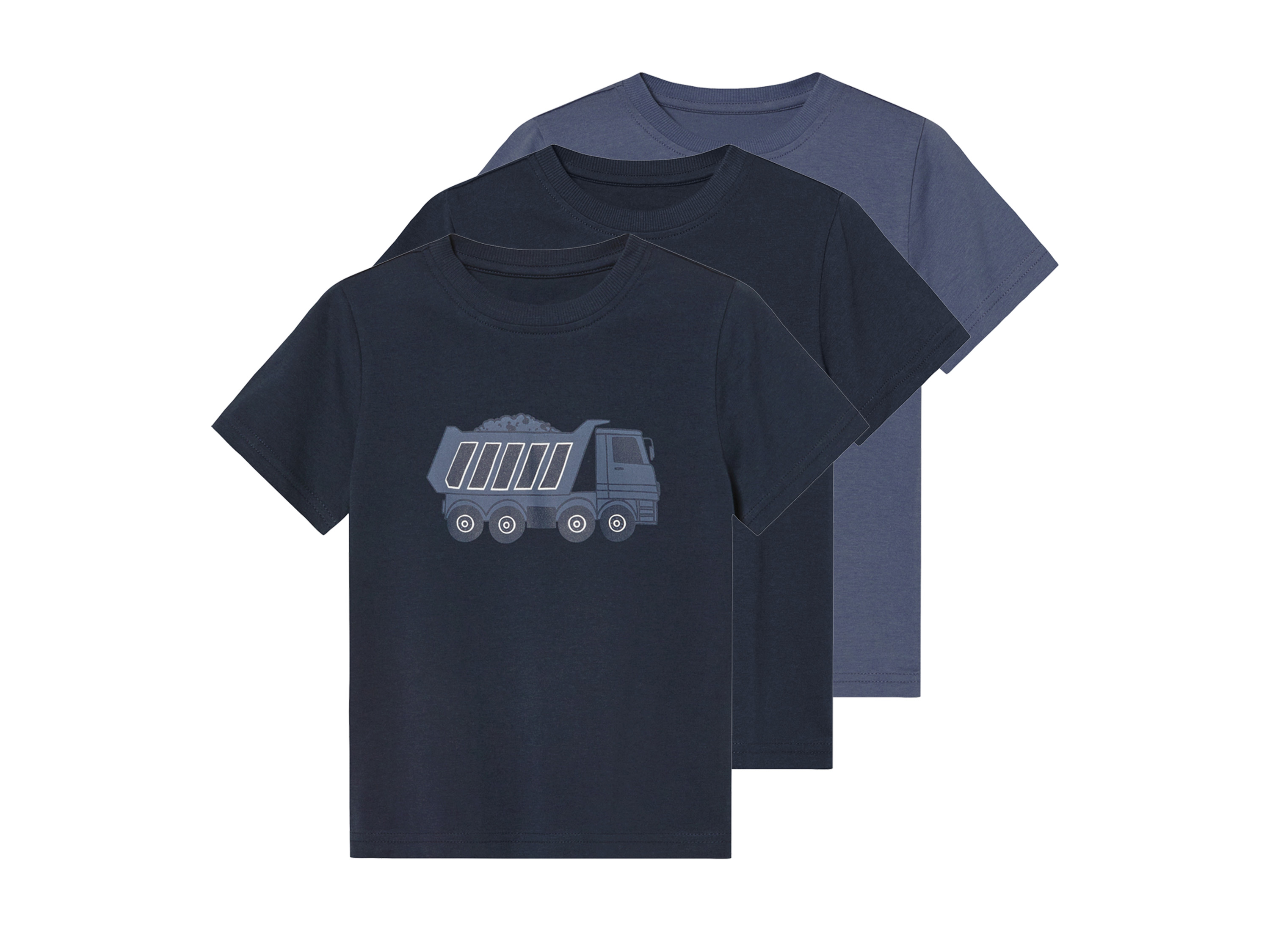 lupilu T-shirty dziecięce z bawełną, 3 sztuki Niebieski, 98/104