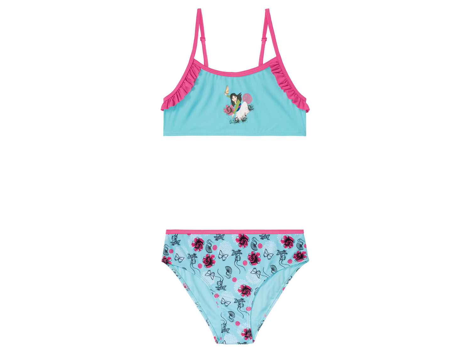 Strój kąpielowy lub bikini dziewczęce z bohaterami bajek Wzór Mulan, 158/164