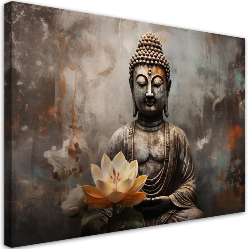 Obraz do salonu pokoju Feeby Medytujący Budda Abstrakcja Beżowy 100x70cm 1szt