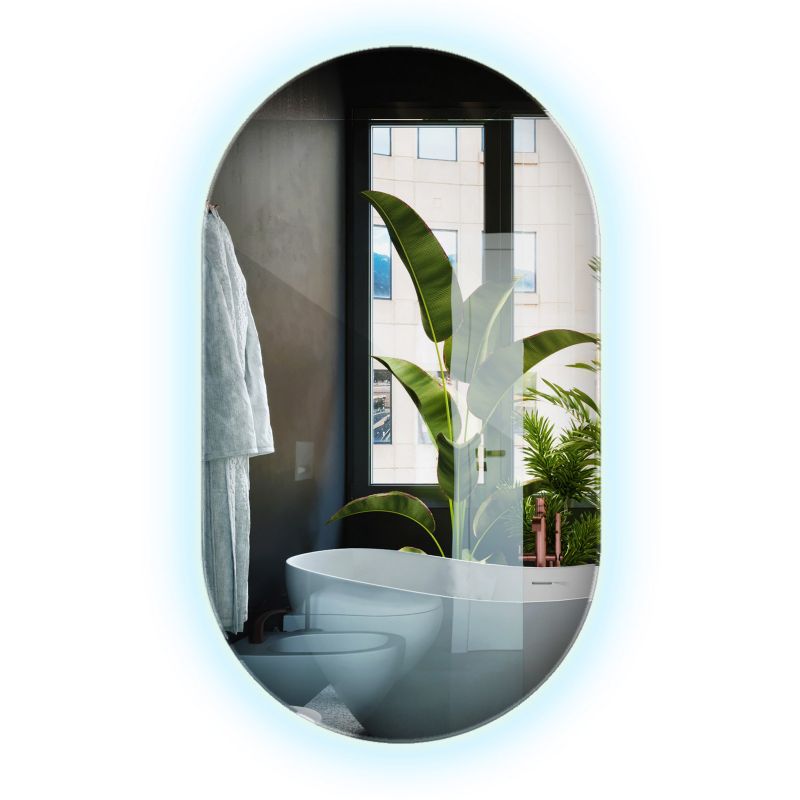 Lustro Łazienkowe Owalne Wallfluent 40 x 70 cm LED Wiszące Ścienne Zimne światło 1 szt.