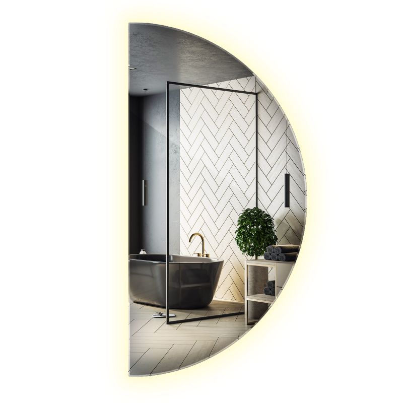 Lustro Półokrągłe Do Wizażu Wallfluent 30 x 60 cm LED Neutralna Barwa 1 szt.