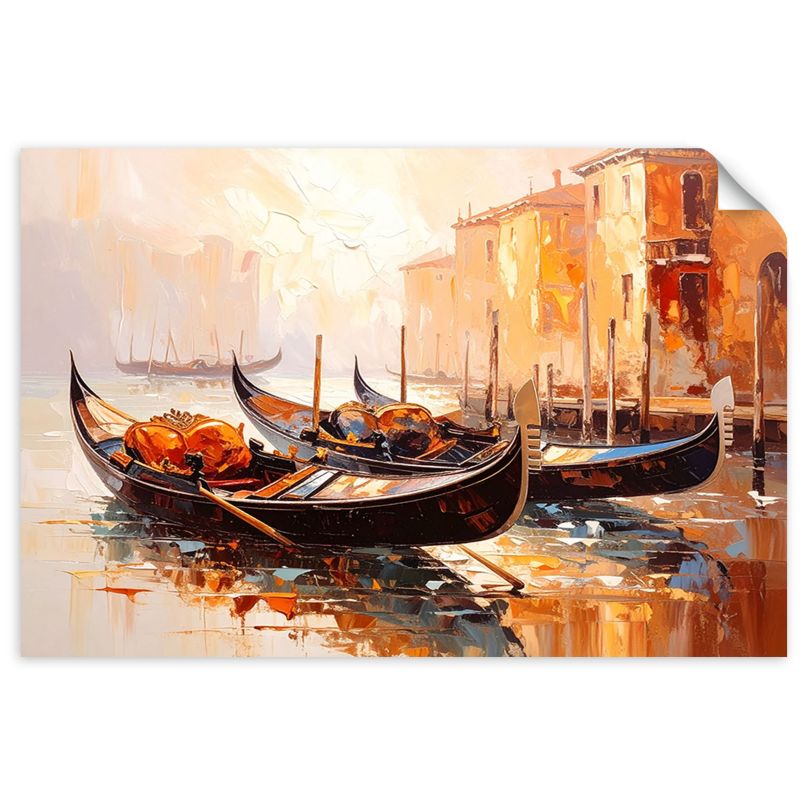 Naklejka samoprzylepna Feeby Wenecja Miasto Gondole Beżowy 45x30cm 1szt