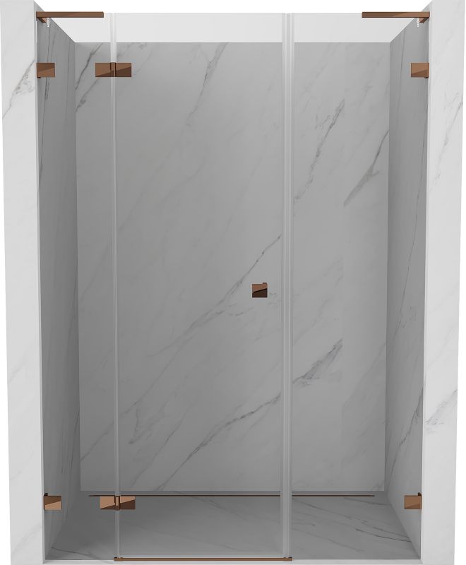 Drzwi prysznicowe uchylne Mexen Lunar L różowe złoto 135x200 cm 834SL-135-050-60-00-L 1 szt.