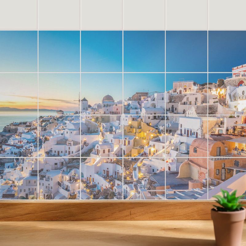 Naklejki na płytki Wallfluent 15x15 cm Malownicza architektura wyspy szybka renowacja 24 szt.