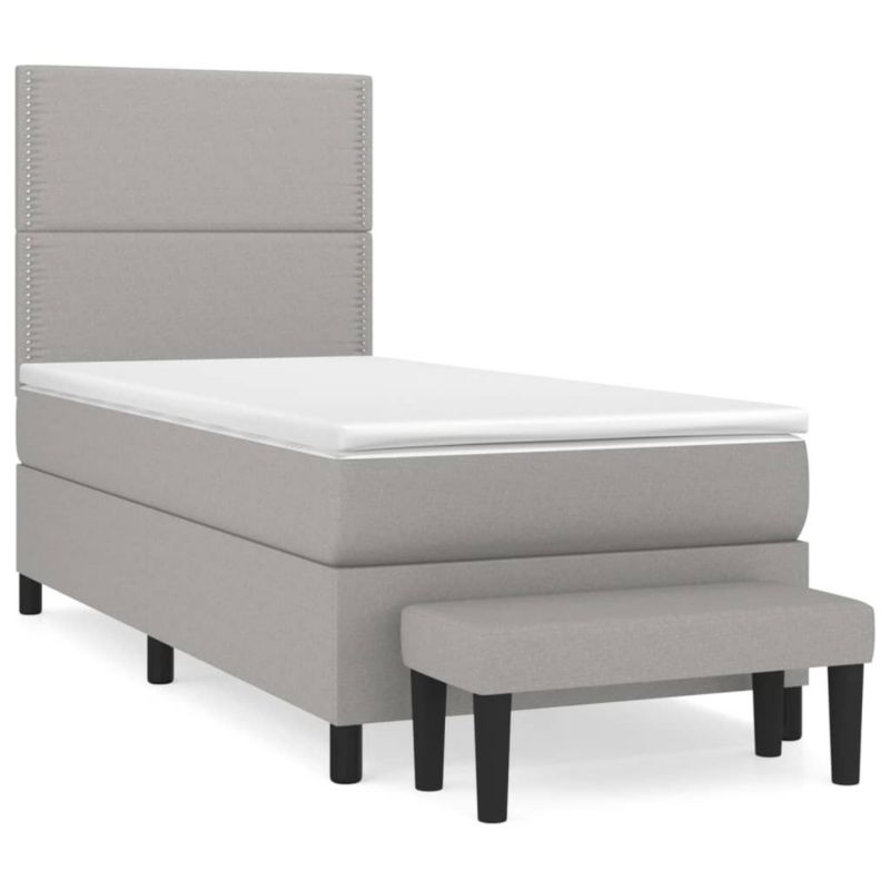 Łóżko kontynentalne WaszeMeble 100x200 cm jasnoszare WM-3136493 1 szt.